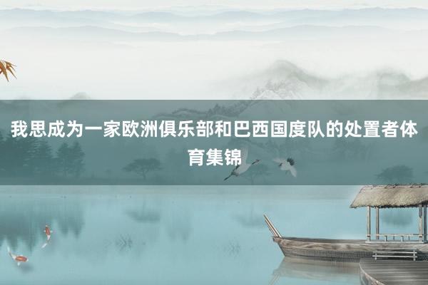 我思成为一家欧洲俱乐部和巴西国度队的处置者体育集锦