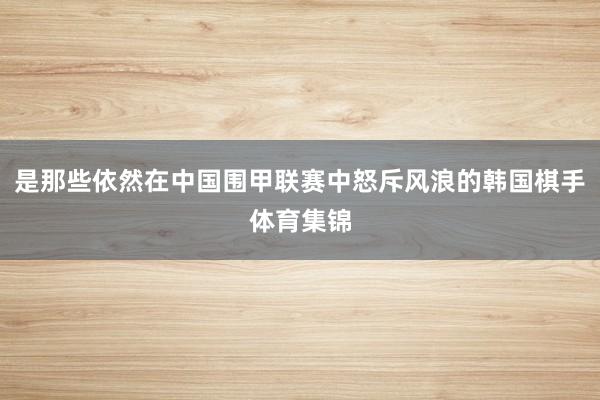 是那些依然在中国围甲联赛中怒斥风浪的韩国棋手体育集锦