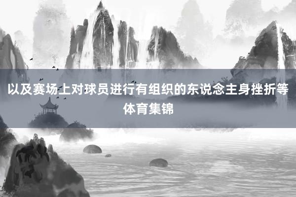以及赛场上对球员进行有组织的东说念主身挫折等体育集锦