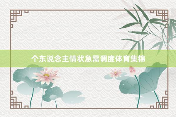 个东说念主情状急需调度体育集锦
