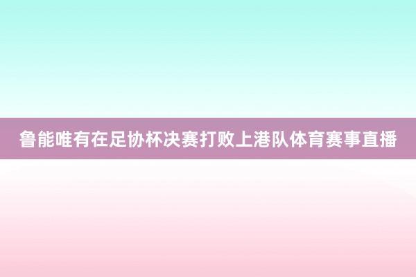 鲁能唯有在足协杯决赛打败上港队体育赛事直播