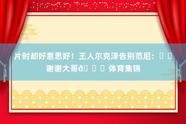 片时却好意思好！王人尔克泽告别范尼：❤️谢谢大哥🙏体育集锦