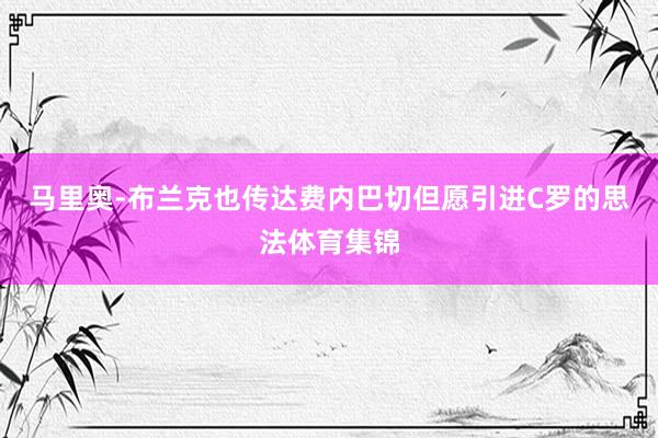 马里奥-布兰克也传达费内巴切但愿引进C罗的思法体育集锦