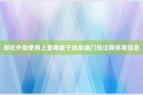 却在外助使用上显得疲于逃命澳门投注网体育信息