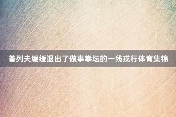 普列夫缓缓退出了做事拳坛的一线戎行体育集锦