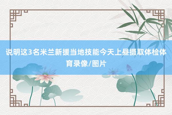 说明这3名米兰新援当地技能今天上昼摄取体检体育录像/图片