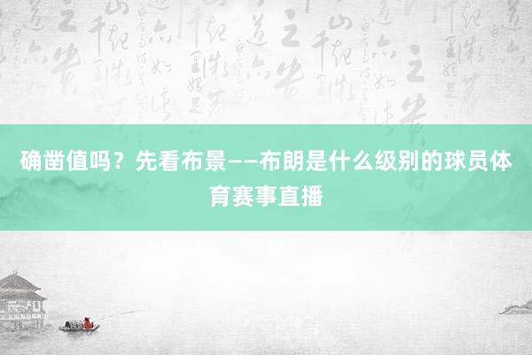 确凿值吗？先看布景——布朗是什么级别的球员体育赛事直播