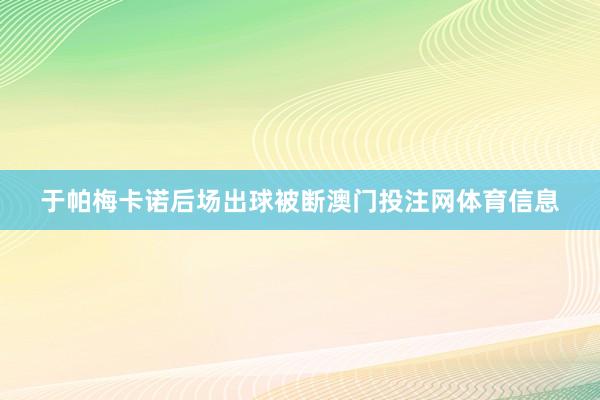 于帕梅卡诺后场出球被断澳门投注网体育信息