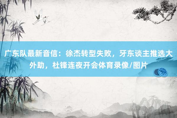广东队最新音信：徐杰转型失败，牙东谈主推选大外助，杜锋连夜开会体育录像/图片