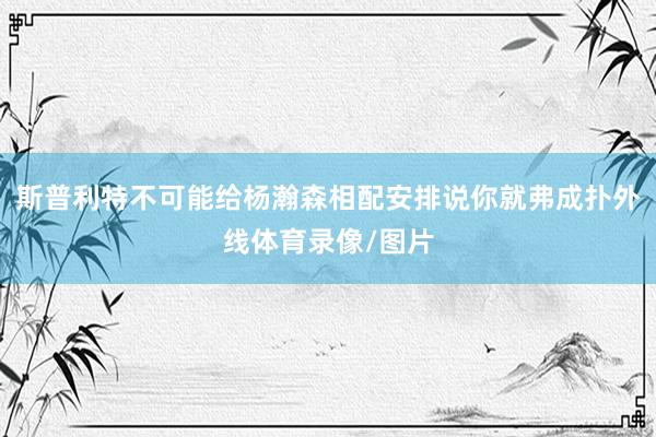 斯普利特不可能给杨瀚森相配安排说你就弗成扑外线体育录像/图片