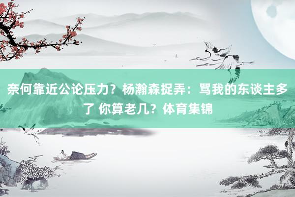 奈何靠近公论压力？杨瀚森捉弄：骂我的东谈主多了 你算老几？体育集锦