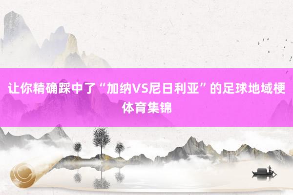 让你精确踩中了“加纳VS尼日利亚”的足球地域梗体育集锦