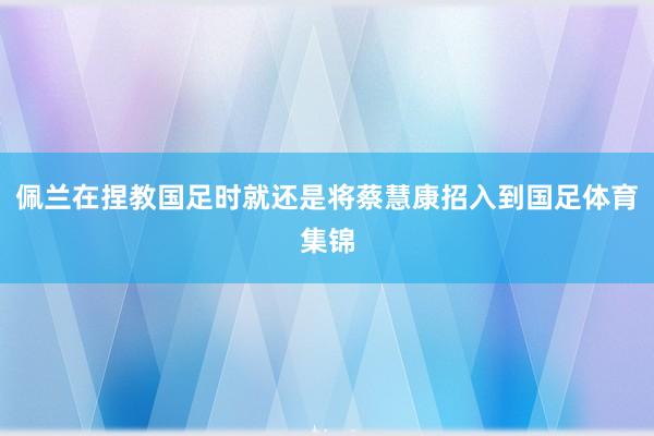 佩兰在捏教国足时就还是将蔡慧康招入到国足体育集锦