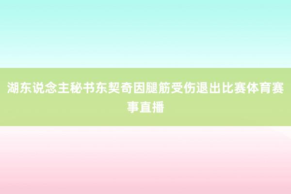 湖东说念主秘书东契奇因腿筋受伤退出比赛体育赛事直播